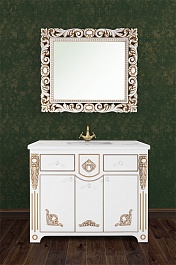 Водолей Мебель для ванной "Версаль 105" белая/золото, зеркало Версаль в раме – фотография-7